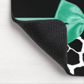 Giraffe Afdrukmint Groene Bow met naam Muismat (Hoek)