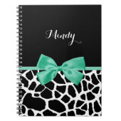  Giraffe Afdrukmint Groene Bow met naam Notitieboek (Voorkant)