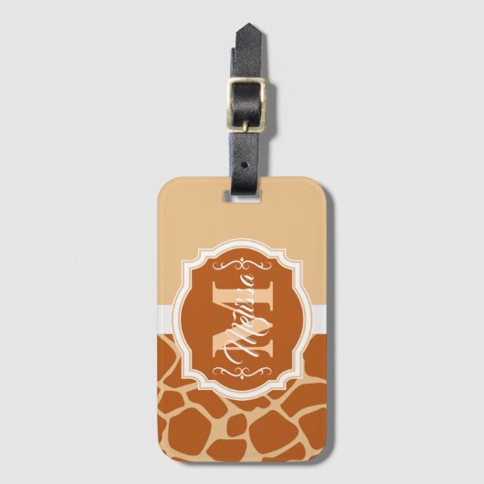 Giraffe Afdrukmonogram Bagagelabel (Voorkant (verticaal))