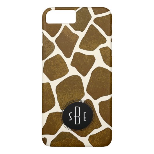Giraffe Afdrukmonogram iPhone 7 Plus Hoesje (Achterkant)