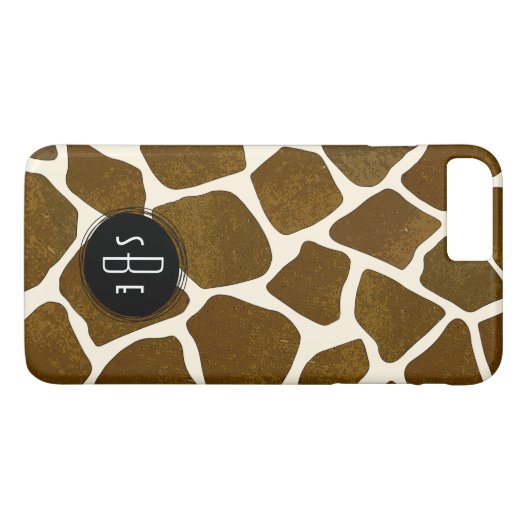 Giraffe Afdrukmonogram iPhone 7 Plus Hoesje (Achterkant (Horizontaal))