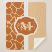 Giraffe Afdrukmonogram Sherpa Deken (Voorkant)