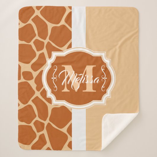 Giraffe Afdrukmonogram Sherpa Deken (Voorkant)