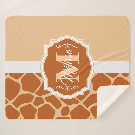 Giraffe Afdrukmonogram Sherpa Deken (Voorkant (horizontaal))