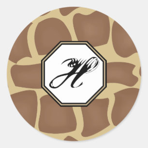 Giraffe Afdrukmonogram Stickers