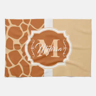Giraffe Afdrukmonogram Theedoek