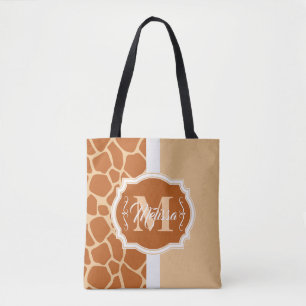 Giraffe Afdrukmonogram Tote Bag
