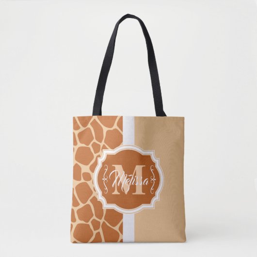 Giraffe Afdrukmonogram Tote Bag (Voorkant)
