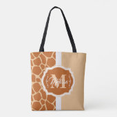 Giraffe Afdrukmonogram Tote Bag (Achterkant)