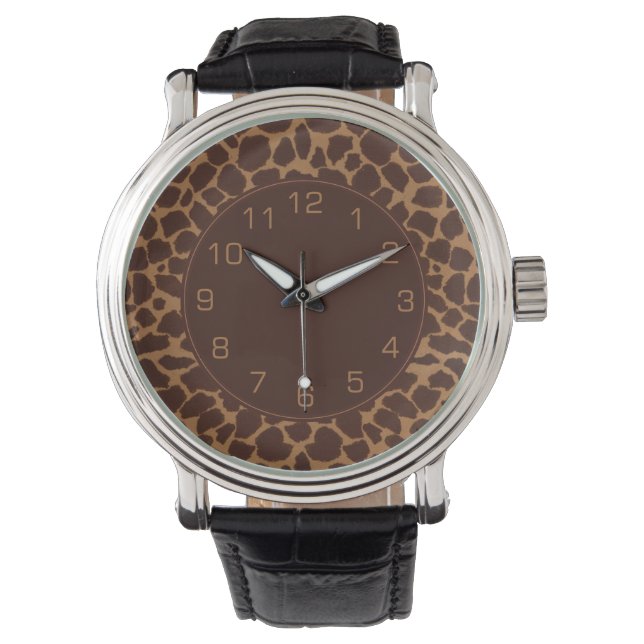 Giraffe Afdrukpatroon Horloge (Voorkant)