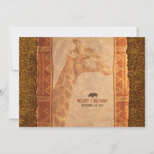 Giraffe African Safari Wedding Invitation Kaart (Voorkant)