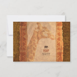 Giraffe Afrikaanse Safari Bruiloft RSVP Antwoordka Kaartje