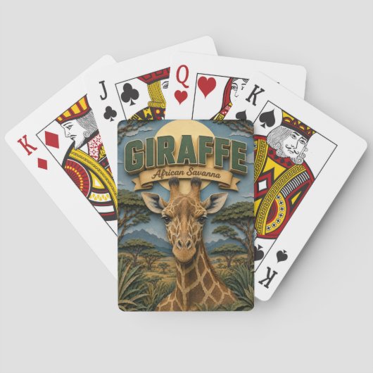 Giraffe Afrikaanse Savanne POPCUT Pokerkaarten (Achterkant)