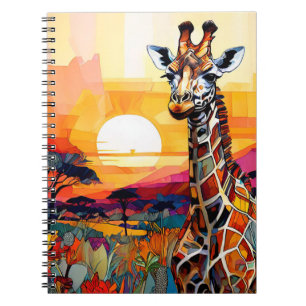 Giraffe Afrikaanse Zonsondergang Notitieboek Journ