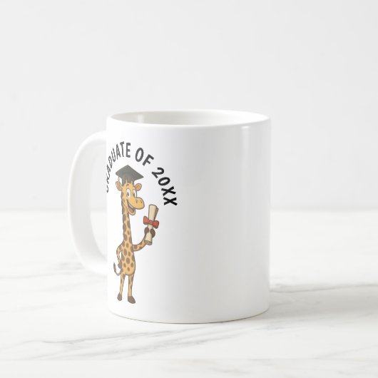 Giraffe Afstuderen gepersonaliseerd Koffiemok (Voorkant links)