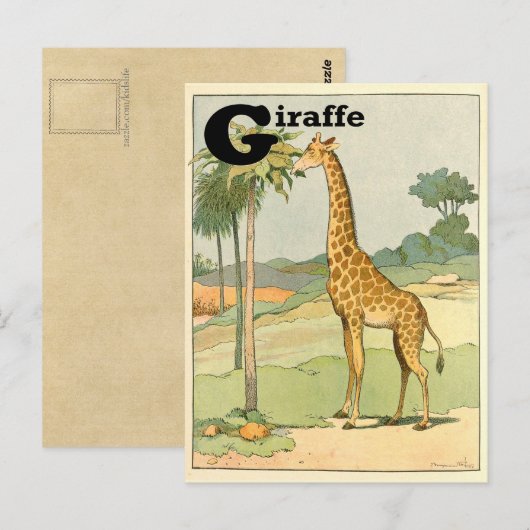 Giraffe Alphabet Animal Briefkaart (Voorkant / Achterkant)