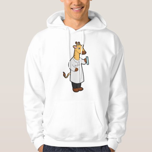Giraffe als arts met testbuis hoodie (Voorkant)