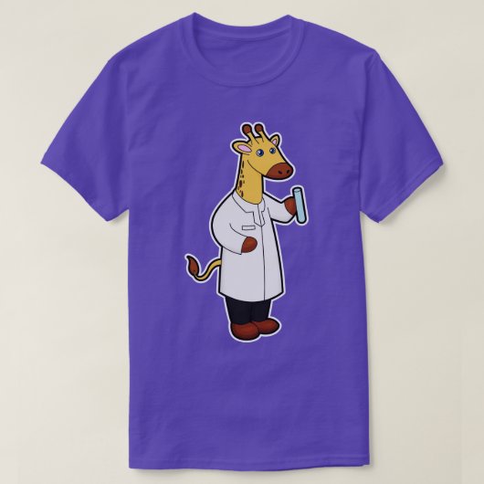 Giraffe als arts met testbuis t-shirt (Design voorkant)