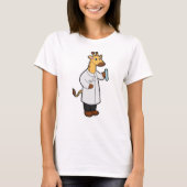 Giraffe als arts met testbuis t-shirt (Voorkant)