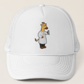 Giraffe als arts met testbuis trucker pet (Voorkant)