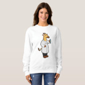 Giraffe als arts met testbuis trui (Voorkant volledig)