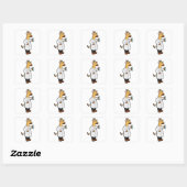 Giraffe als arts met testbuis vierkante sticker (Vel)