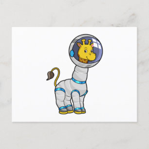 Giraffe als astronaut in de glazen sfeer briefkaart
