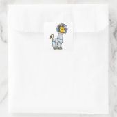 Giraffe als astronaut in de glazen sfeer vierkante sticker (Tas)