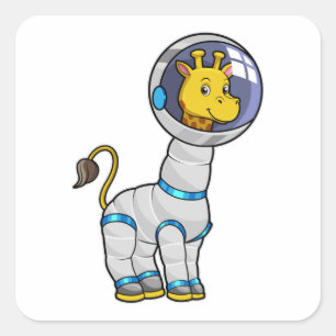 Giraffe als astronaut in de glazen sfeer vierkante sticker