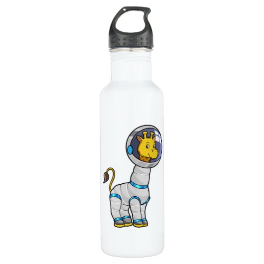Giraffe als astronaut in de glazen sfeer waterfles  (Voorkant)