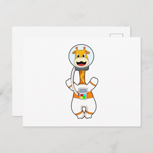Giraffe als astronaut in kostuum briefkaart (Voorkant / Achterkant)