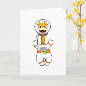 Giraffe als astronaut in kostuum kaart (Gele Bloem)