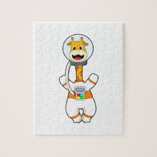 Giraffe als astronaut in kostuum legpuzzel