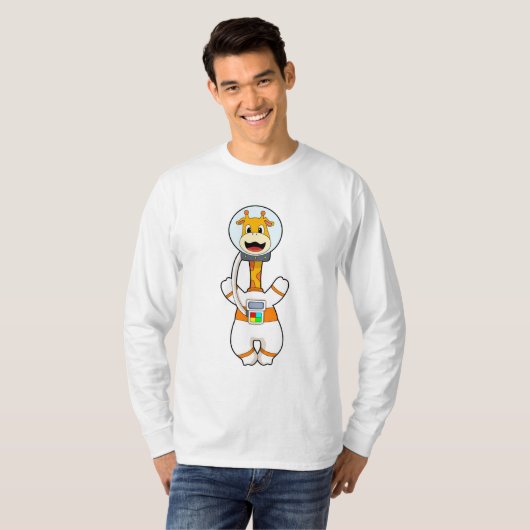 Giraffe als astronaut in kostuum t-shirt (Voorkant volledig)