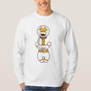 Giraffe als astronaut in kostuum t-shirt
