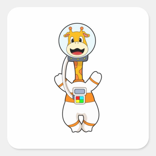 Giraffe als astronaut in kostuum vierkante sticker (Voorkant)