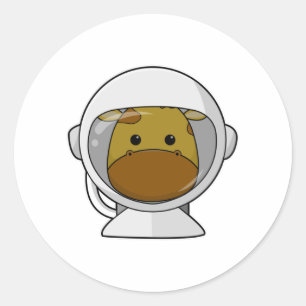 Giraffe als astronaut met Helmet Ronde Sticker