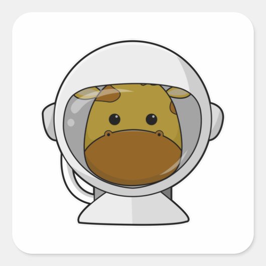 Giraffe als astronaut met Helmet Vierkante Sticker (Voorkant)
