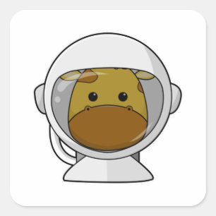 Giraffe als astronaut met Helmet Vierkante Sticker