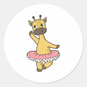 Giraffe als Ballerina bij Ballet met Skirt Ronde Sticker
