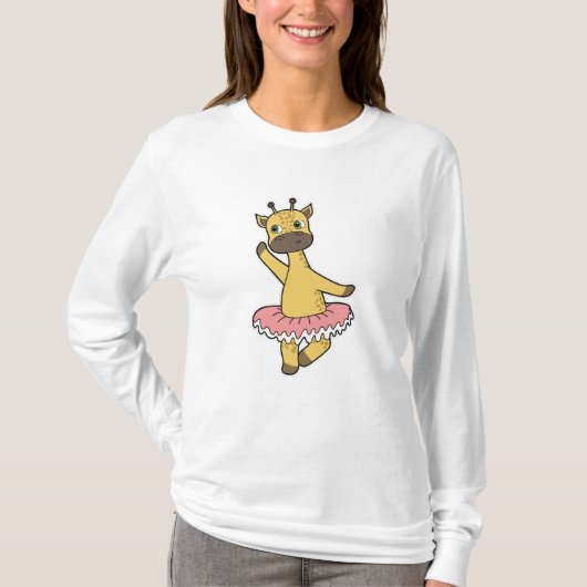 Giraffe als Ballerina bij Ballet met Skirt T-shirt (Voorkant)