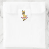 Giraffe als Ballerina bij Ballet met Skirt Vierkante Sticker (Tas)