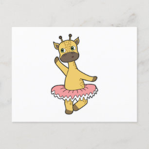 Giraffe als ballerina in ballet met rok briefkaart