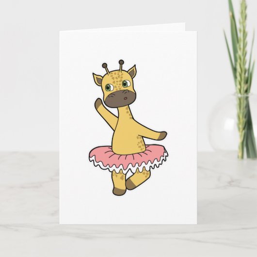 Giraffe als Ballerina in Ballet met Skirt Kaart (Voorkant)