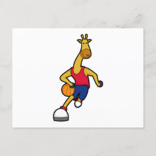 Giraffe als Basketball-speler met Basketball Briefkaart