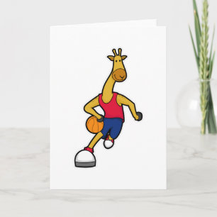 Giraffe als Basketball-speler met Basketball Kaart