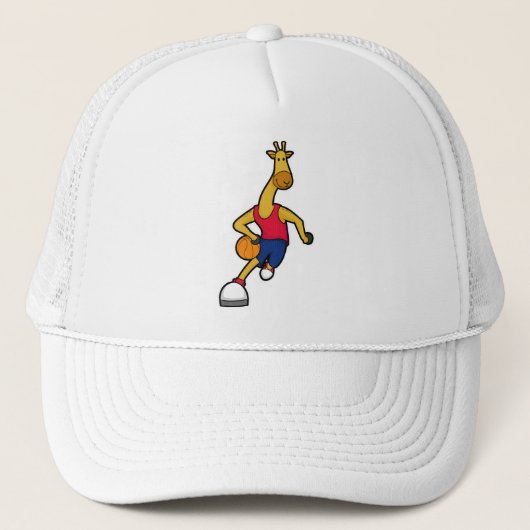 Giraffe als Basketball-speler met Basketball Trucker Pet (Voorkant)