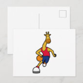 Giraffe als basketballspeler met basketbal briefkaart (Voorkant / Achterkant)