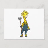 Giraffe als boer met hooivork briefkaart (Voorkant)