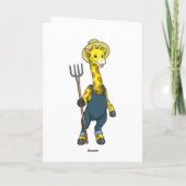 Giraffe als boer met hooivork kaart (Achterkant)